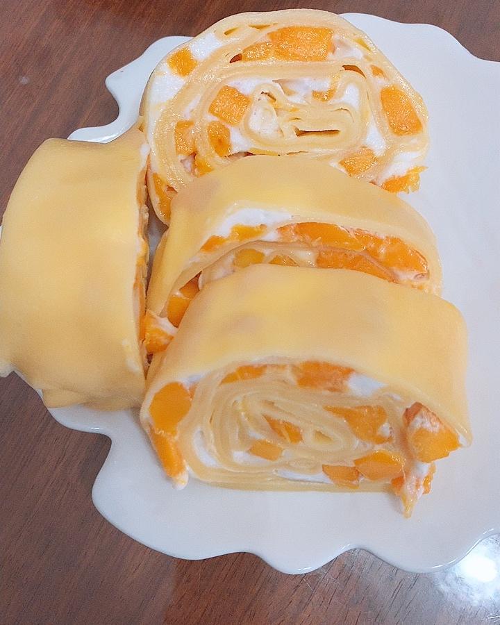 椰香芒果毛巾卷（椰香可丽饼做法）