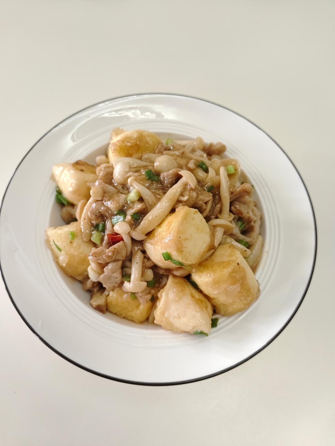 白玉菇炒日本豆腐的做法