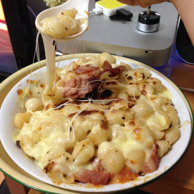 茄汁培根焗贝壳粉