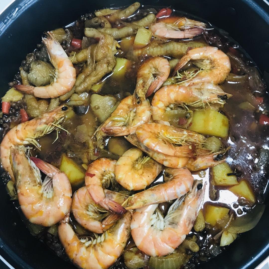 家常鸡爪虾煲
