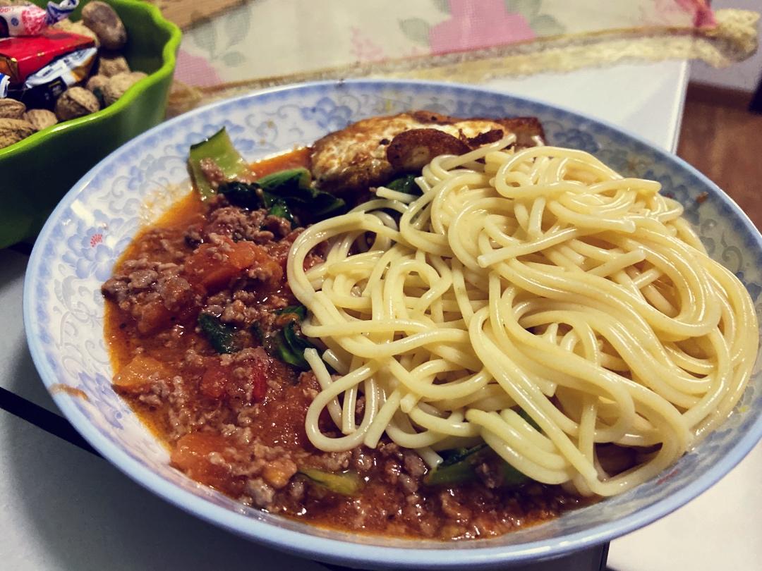 （完胜必胜客的）番茄肉酱意大利面～