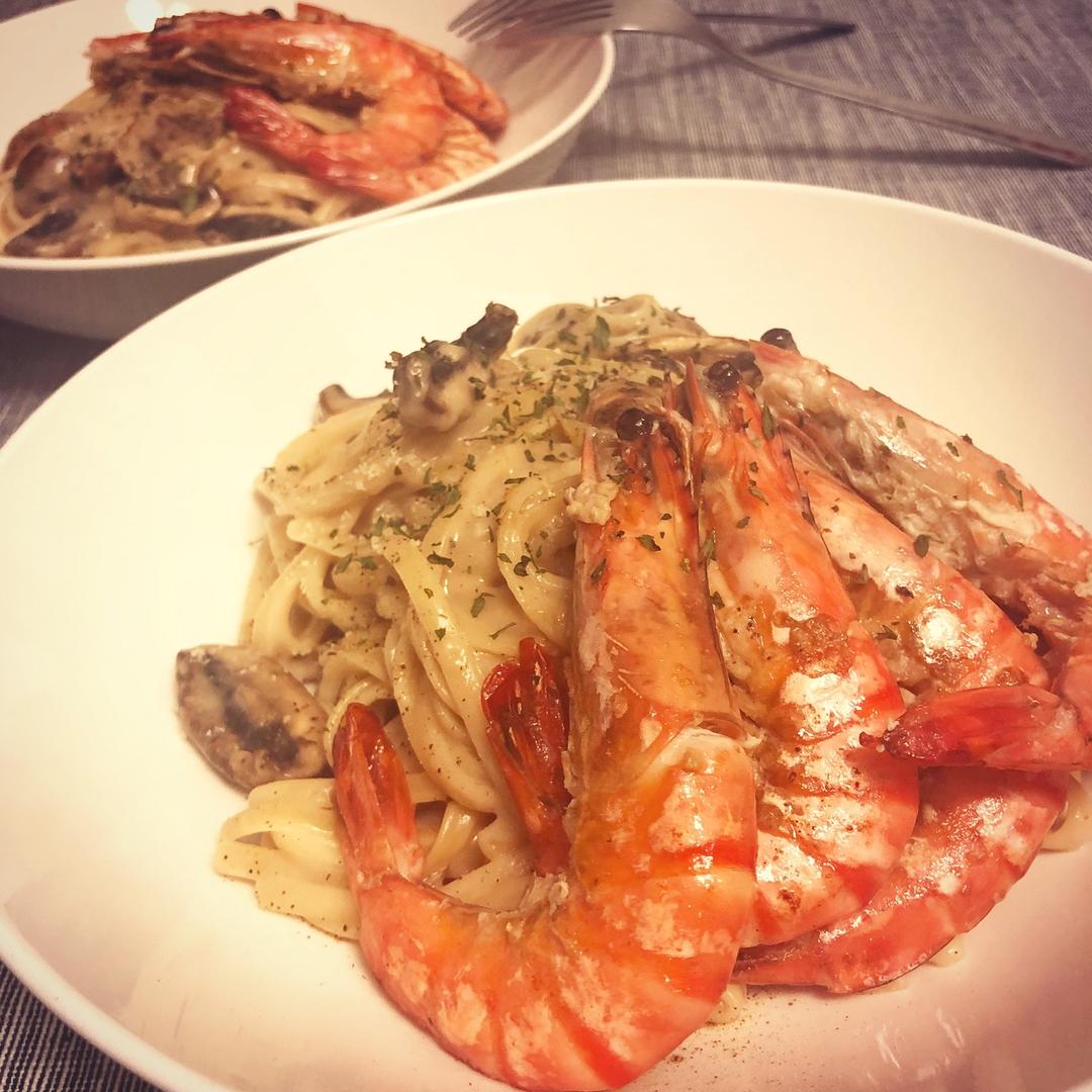 奶油大虾培根意粉