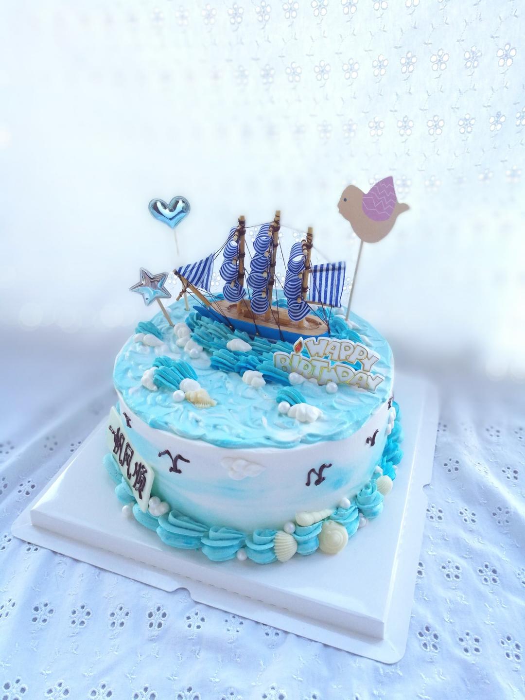 妞小咪做的鲜奶油戚风帆船蛋糕