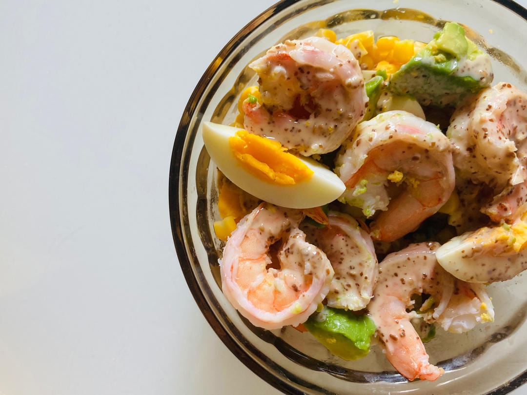 酸奶牛油果虾仁沙拉🔥快手减脂餐‼️简单美味