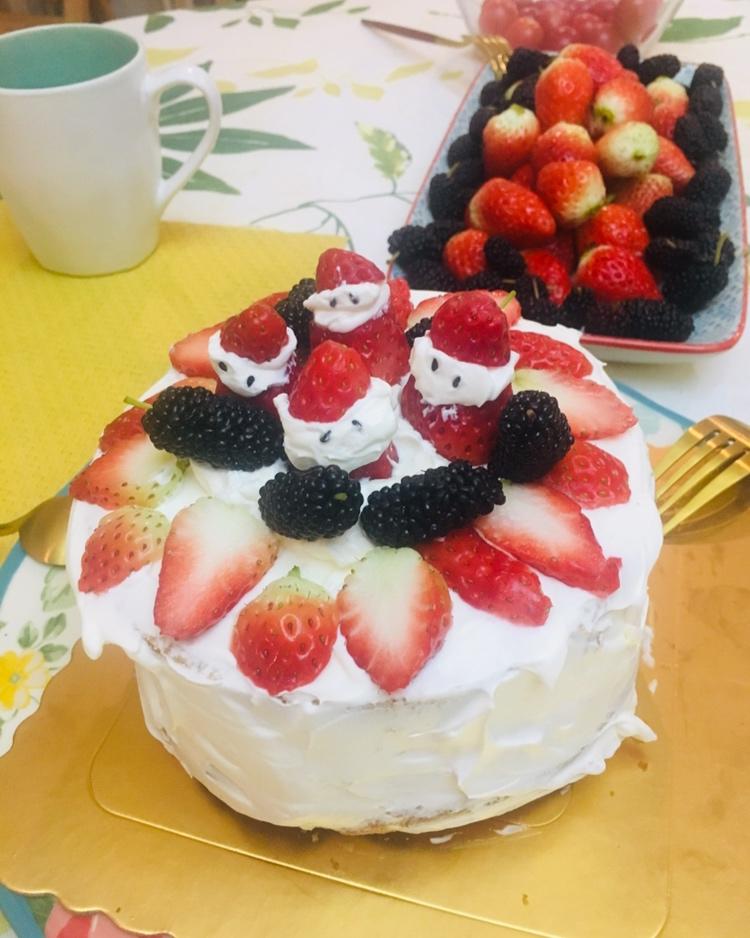 圣诞草莓雪人 红丝绒戚风裸蛋糕