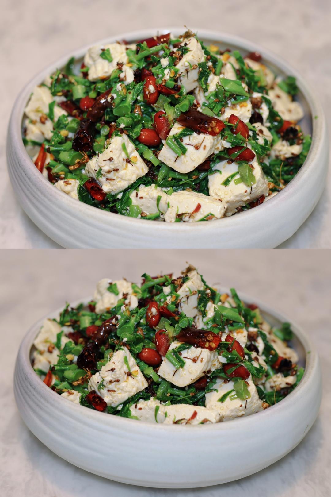 最最最下酒的凉拌菜：油泼辣子香椿拌豆腐