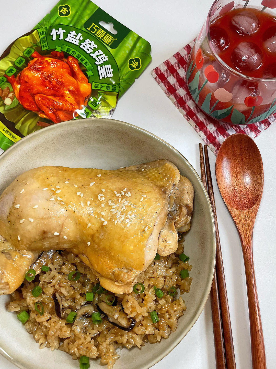 一人食.懒人电饭锅窑鸡腿盖饭