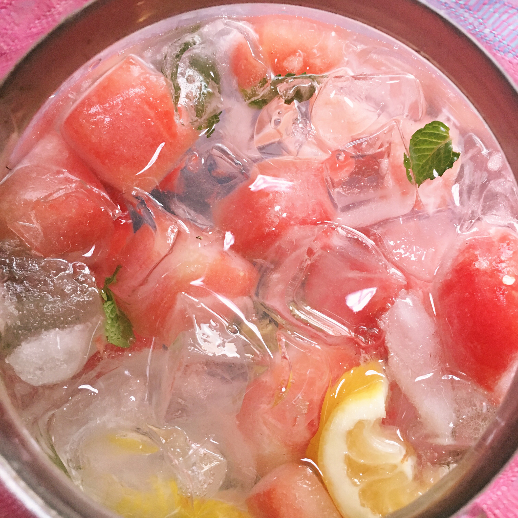 夏雨掌叶做的缤纷水果气泡水