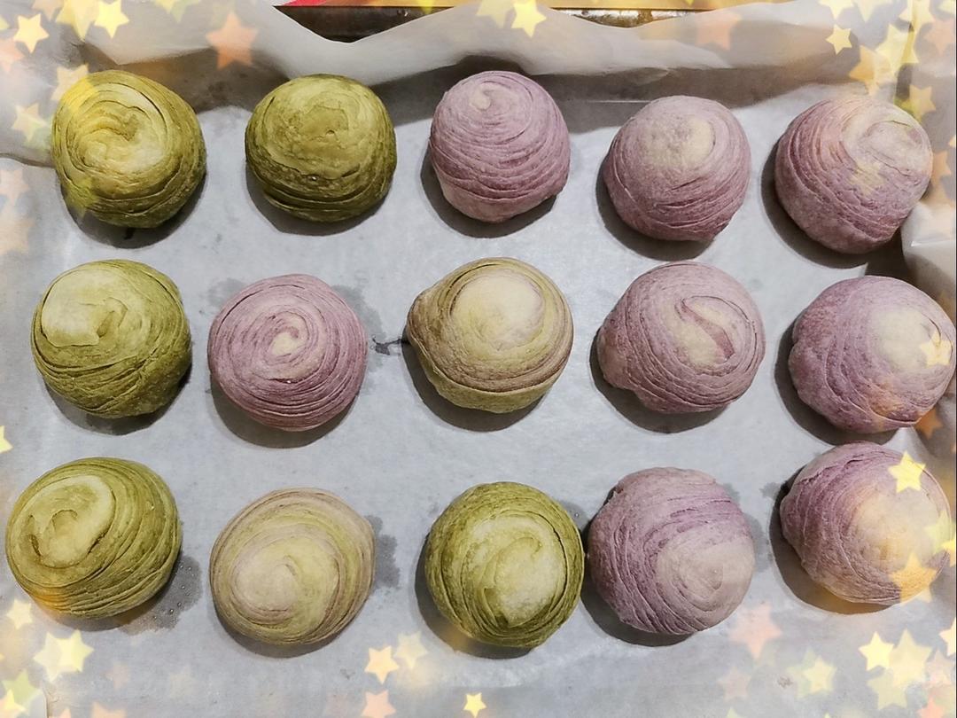 蛋黄酥~紫薯、抹茶、原味~花好月圆，中秋快乐~内附一次做六色蛋黄酥方法~