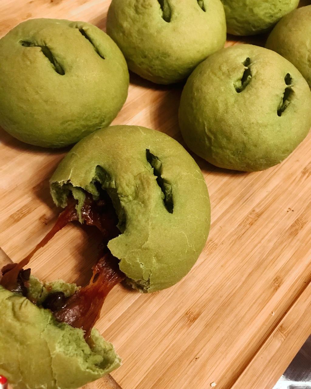 抹茶豆沙小面包（无油脂）