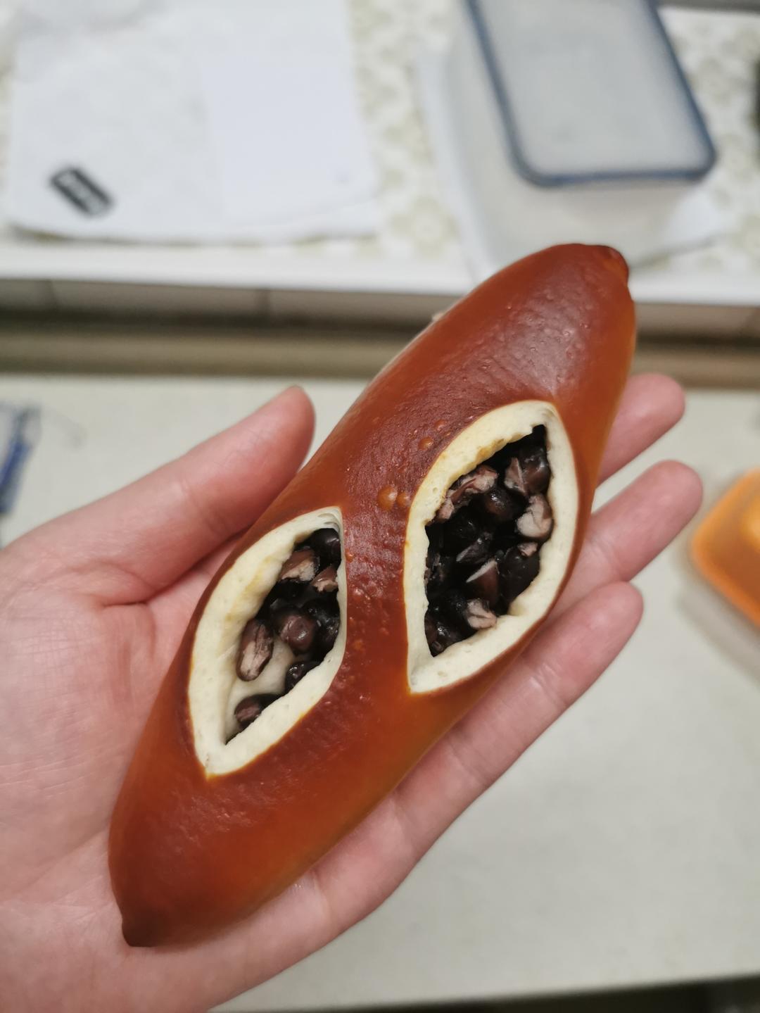 玫瑰红豆沙德式碱水面包｜超快手｜不要膜｜不发酵