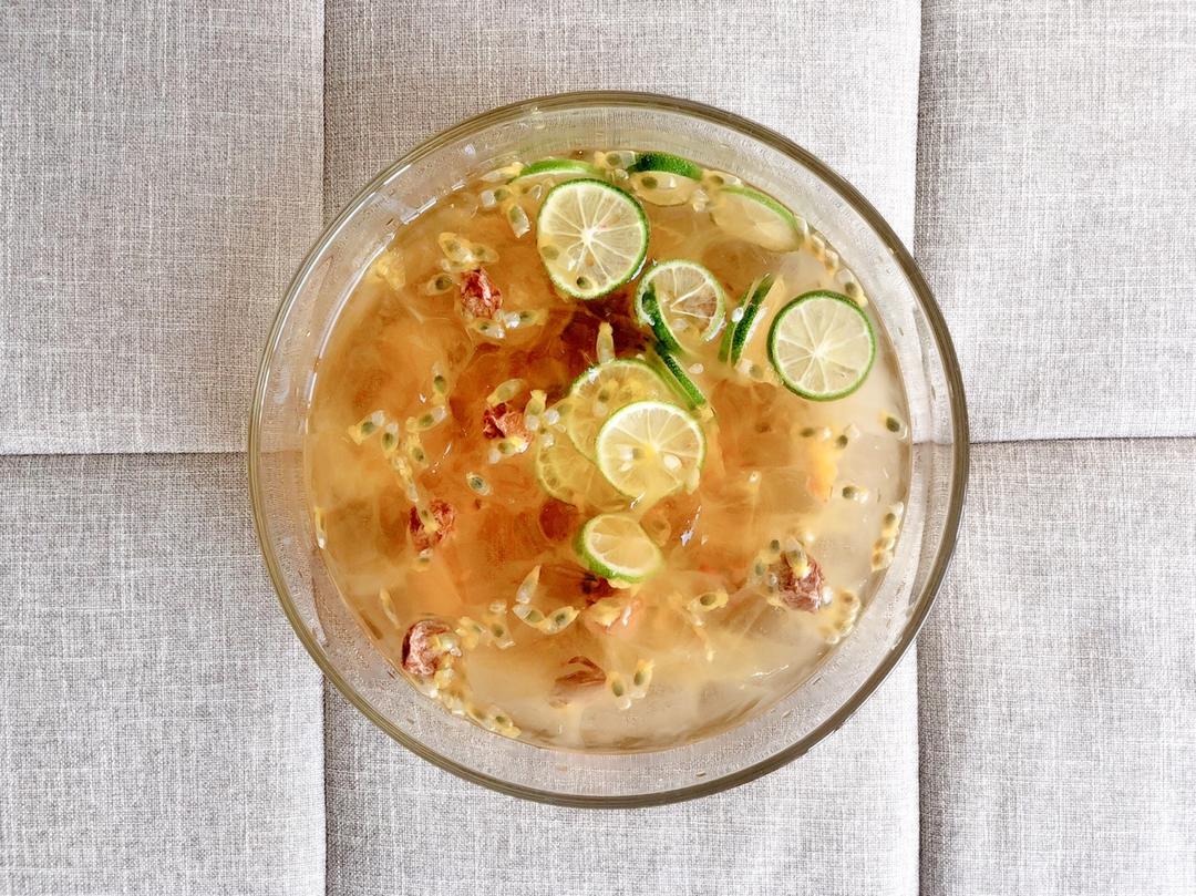 超级清新的💯青柠百香果凉粉下午茶