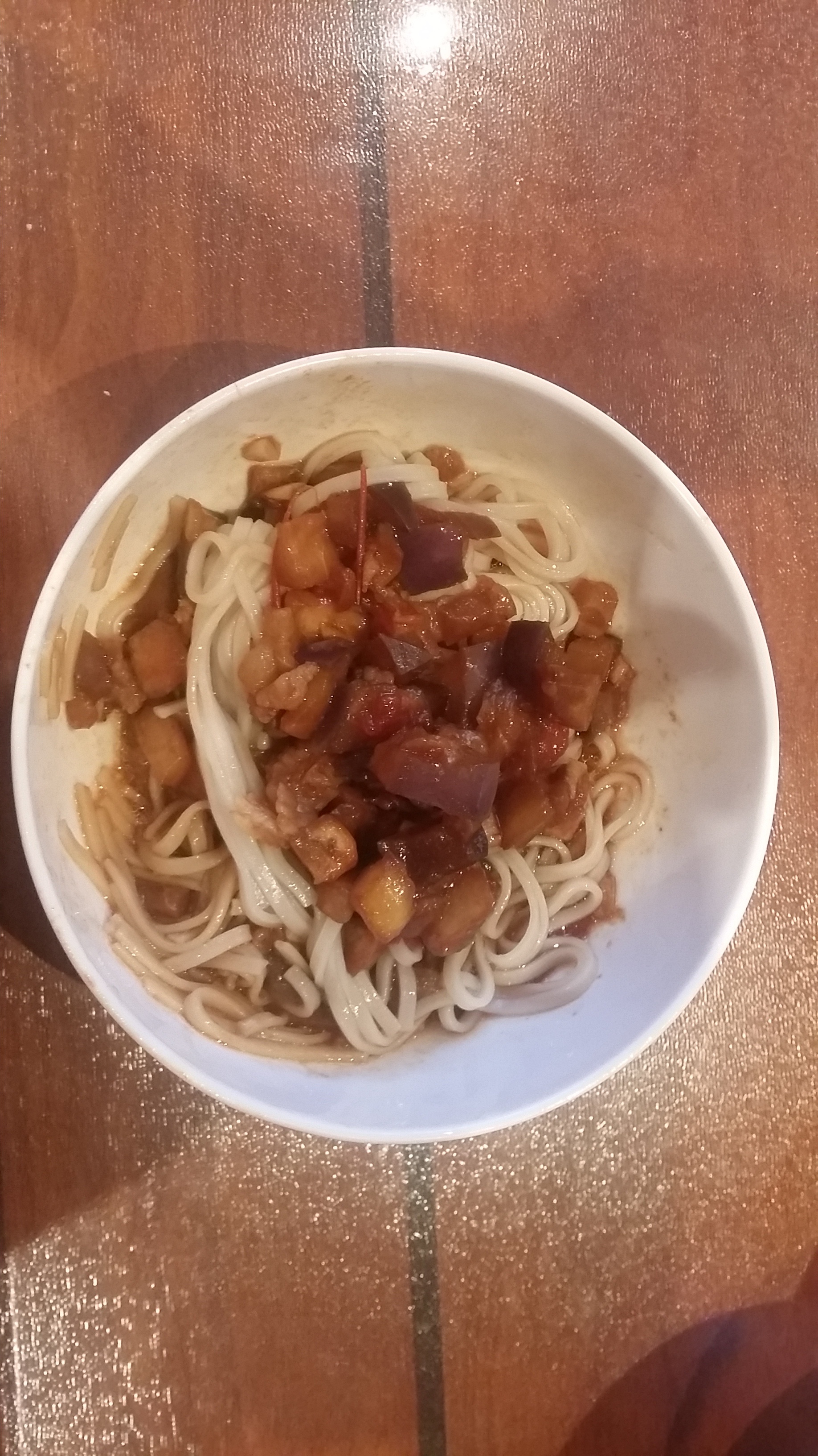 茄子肉丁打卤面