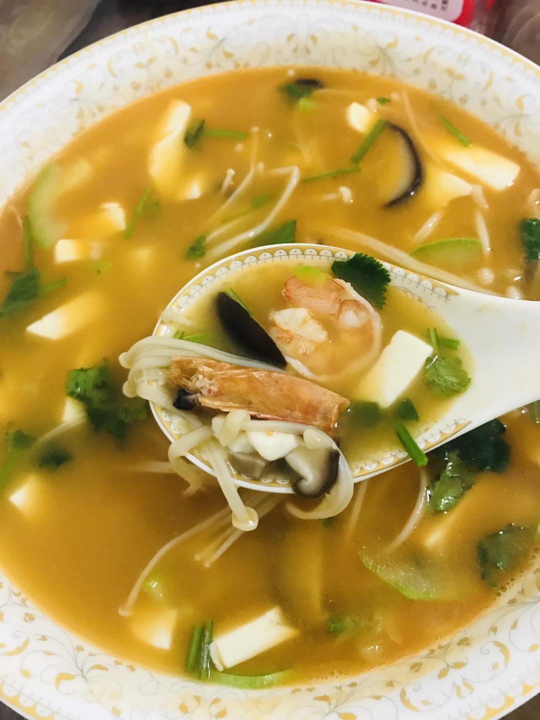 虾头豆腐汤的做法