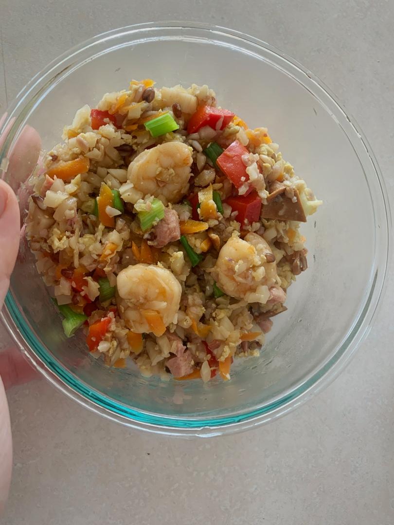 ✨【减脂饱腹】虾仁“蛋炒饭”（花菜饭，米饭替代，史上最低热量版）