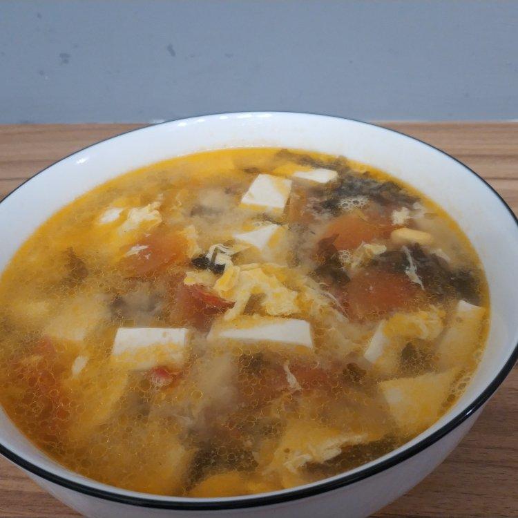西红柿紫菜豆腐蛋花汤