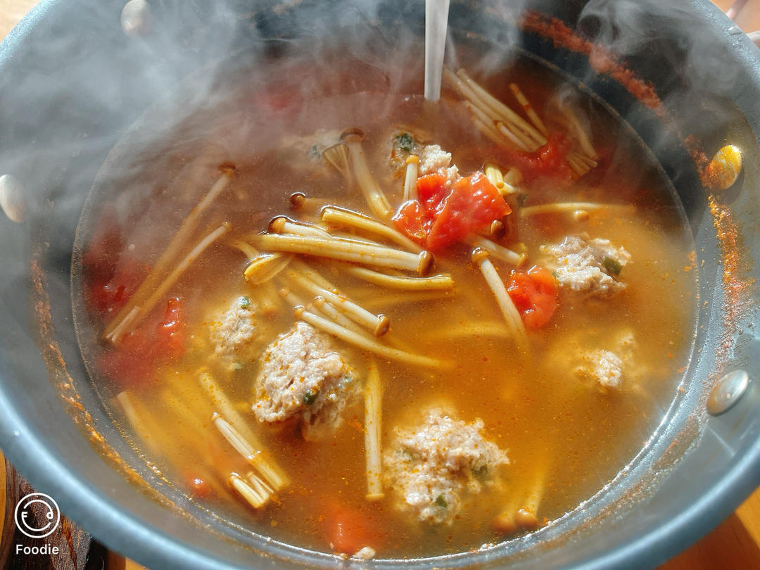 番茄浓汤小肉圆（土猪瘦肉版）