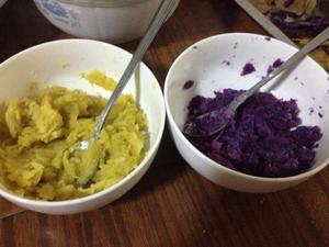 紫薯红薯糯米糍的做法 步骤2