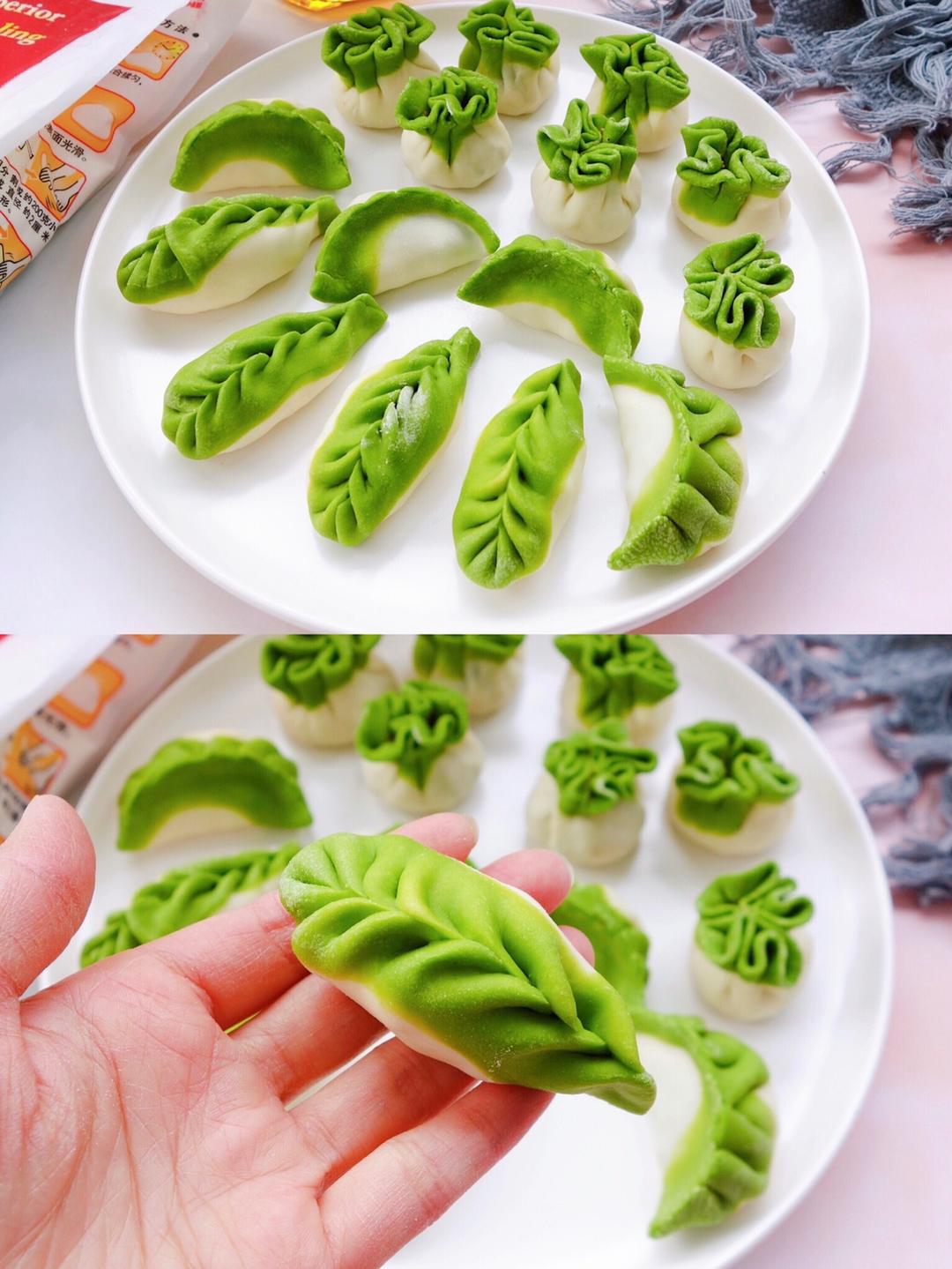 好看又好吃的翡翠饺子🥟菠菜的颜色真好看❗️的做法