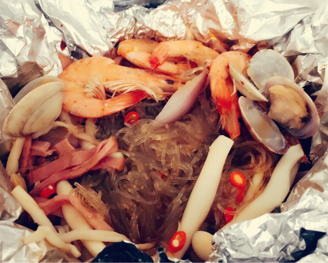 锡纸花蛤鲜虾粉