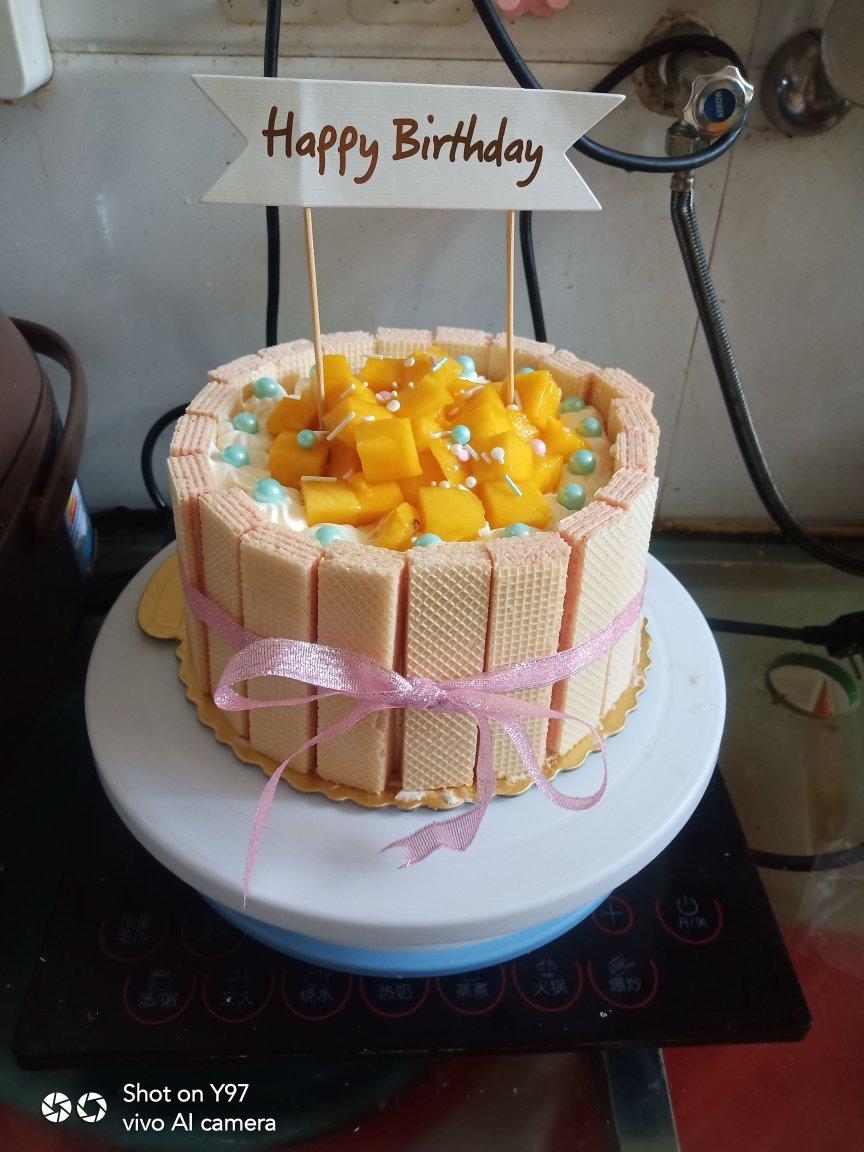 生日蛋糕教程【威化饼干围边】