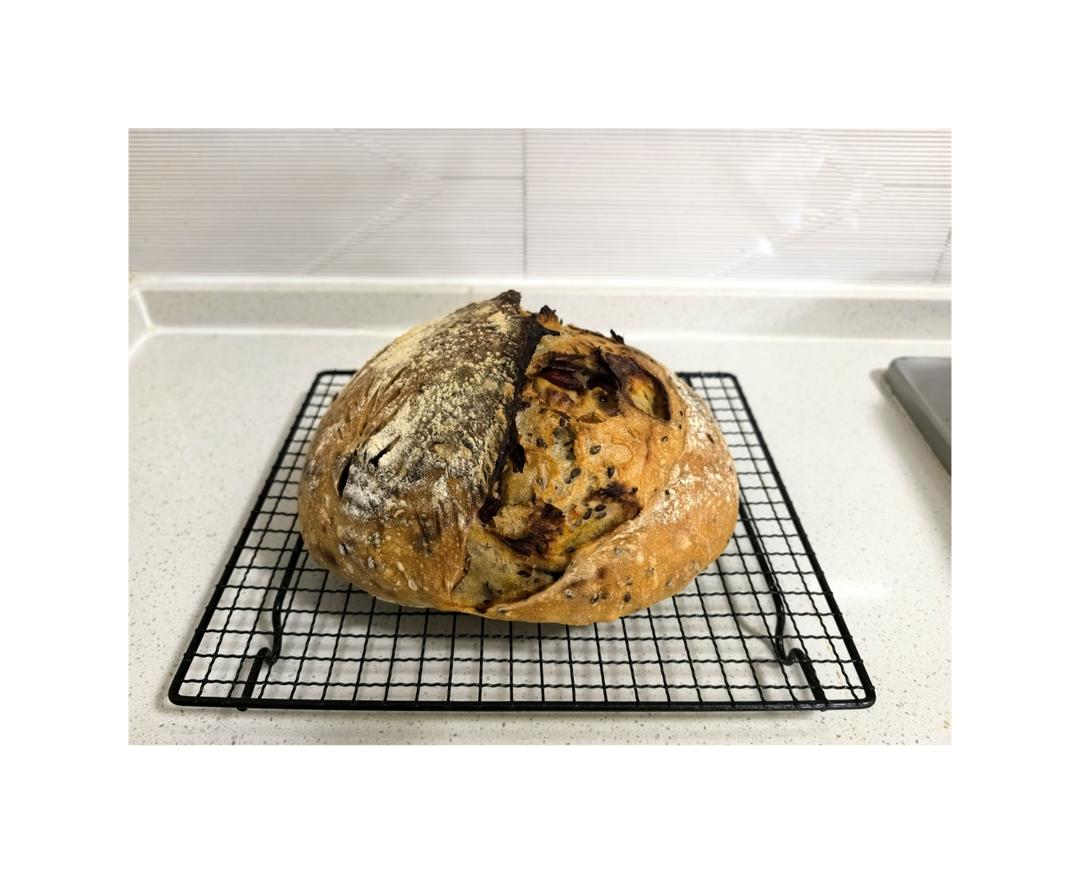 免揉全麦乡村面包，无油无糖