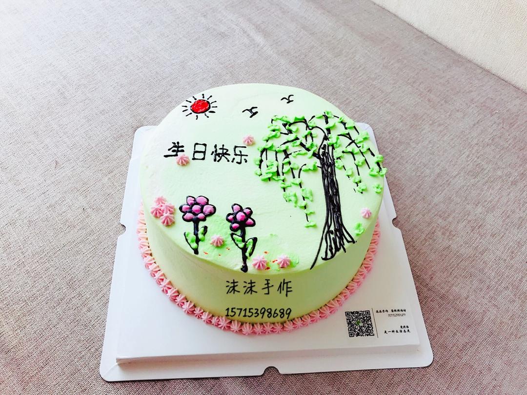 淡奶油手绘蛋糕