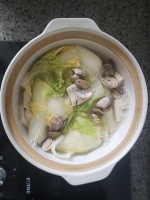 超简单的汤菜【叠煮】---白菜蛤蜊豆腐的做法 步骤5