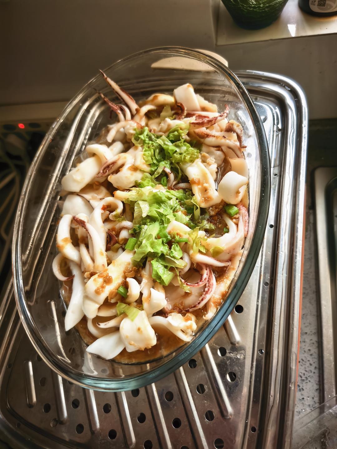 蒜蓉粉丝蒸鱿鱼海钓大管