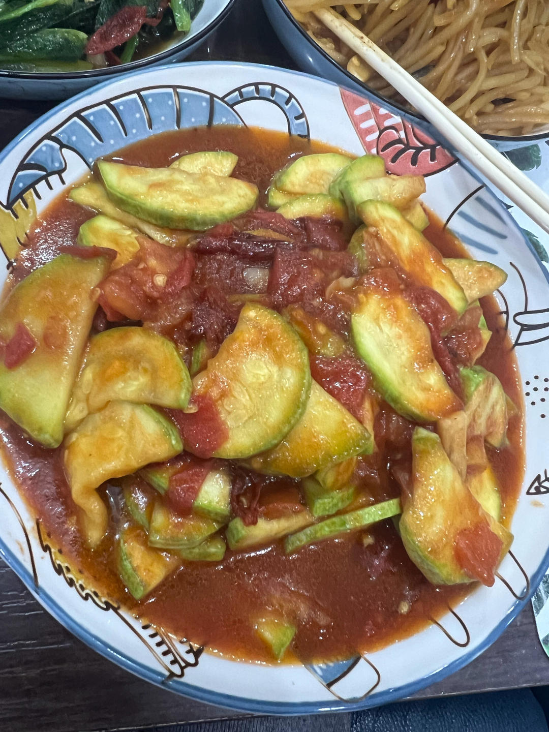 西红柿炒西葫芦