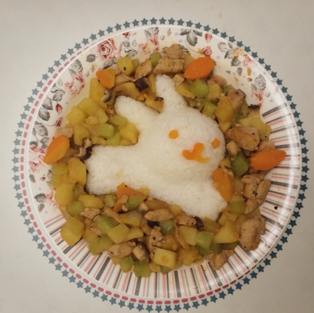 七彩茄汁鸡排饭