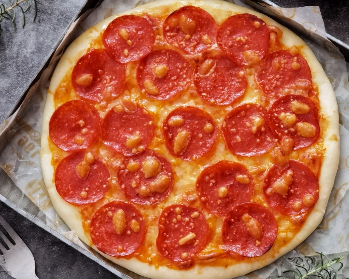 香香脆脆的薄底萨拉米肠披萨【松下微蒸烤箱DS900】的做法 步骤12