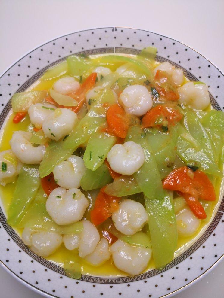 虾仁炒莴苣胡萝卜