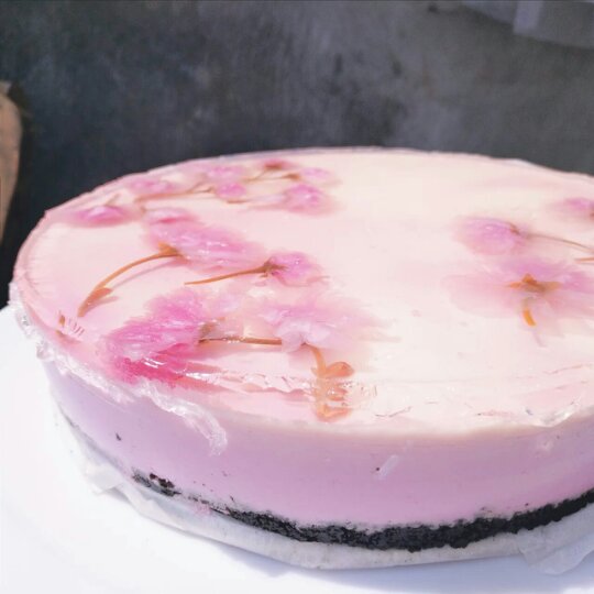 颜值爆表的樱花慕斯。（6寸圆模）
