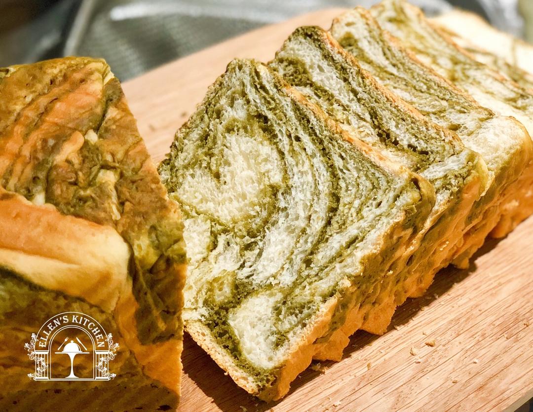 汤种抹茶大理石纹吐司（水立方模）