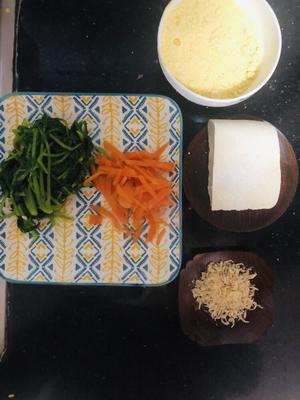 低卡粗粮豆腐菜团子的做法 步骤1