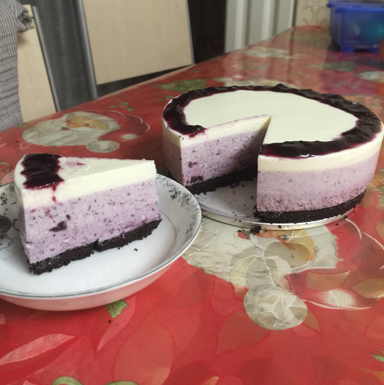 渐变蓝莓冻芝士蛋糕（免烤）