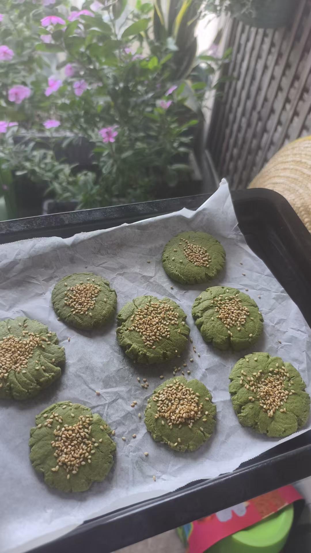 抹茶爱好者进❤️酥到掉渣‼️抹茶桃酥