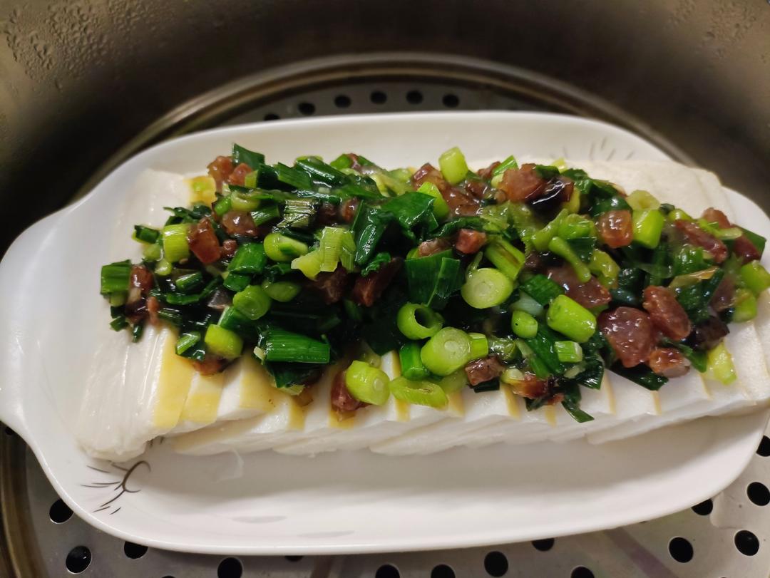 椒盐蒜香蒸鱼糕