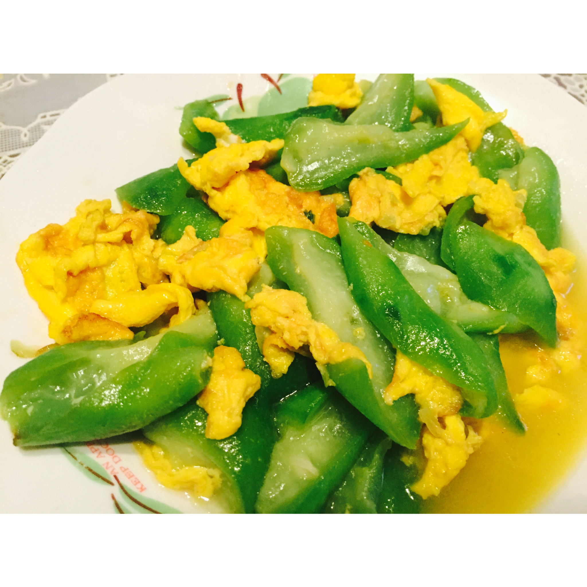 吴阿南分享作品晚餐612016年4月16日八棱瓜炒蛋非常鲜美#晚餐61