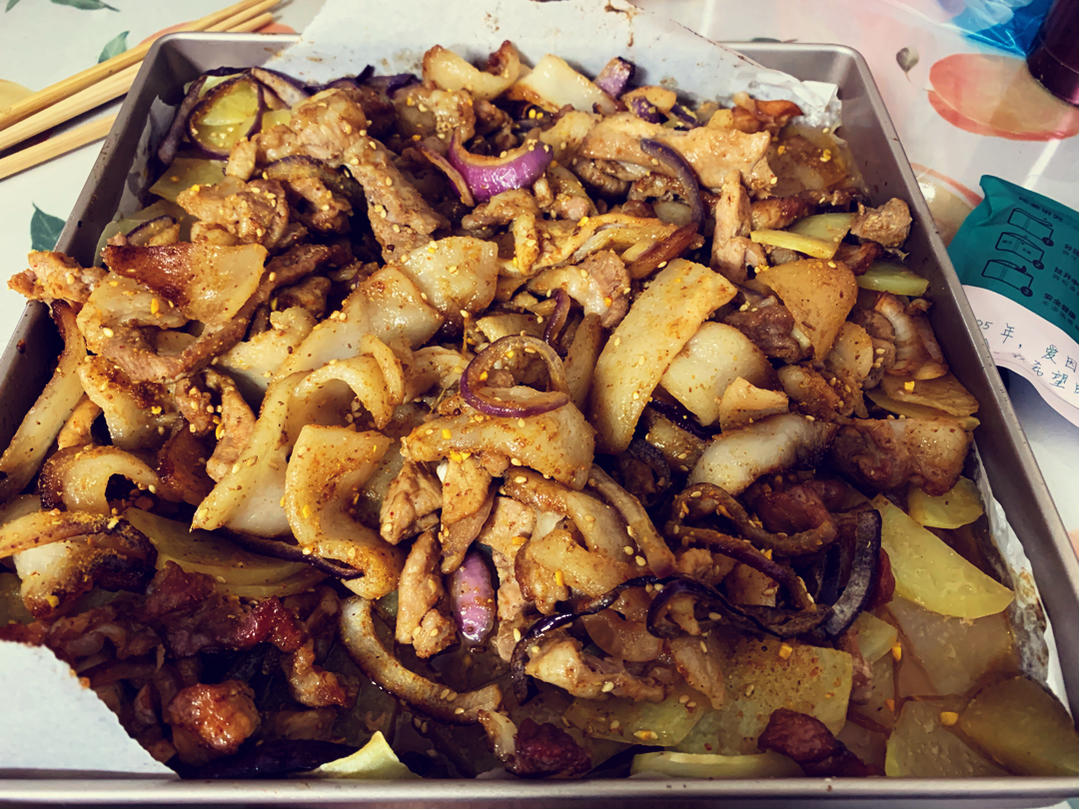 烤箱版土豆烤五花肉