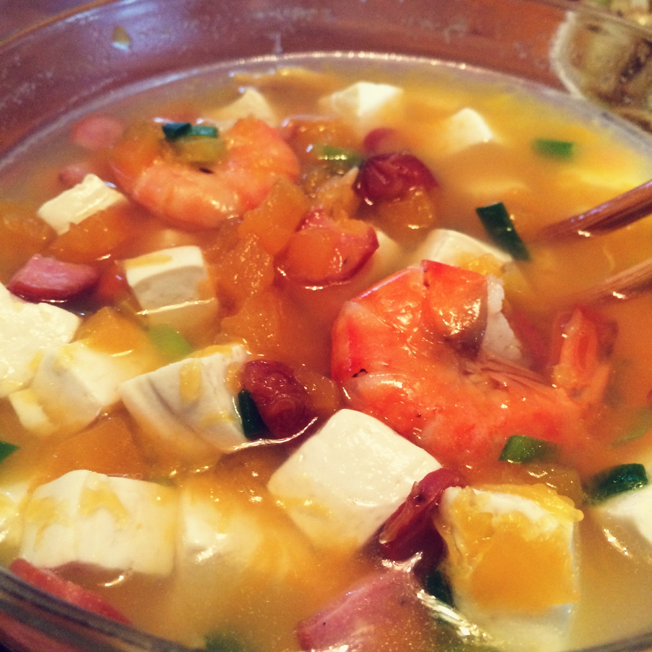 海鲜豆腐南瓜炖