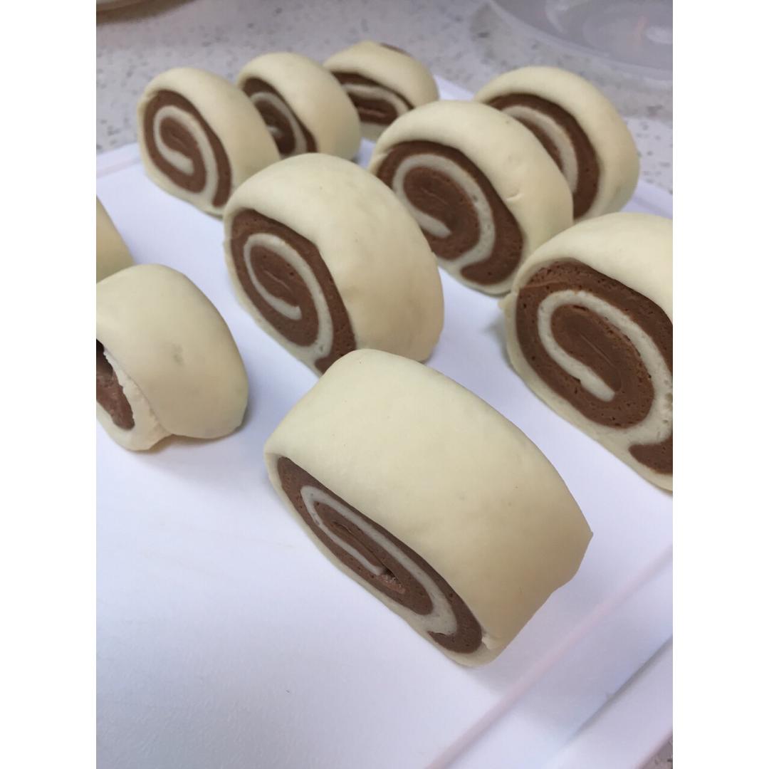 枝做的可可双色馒头