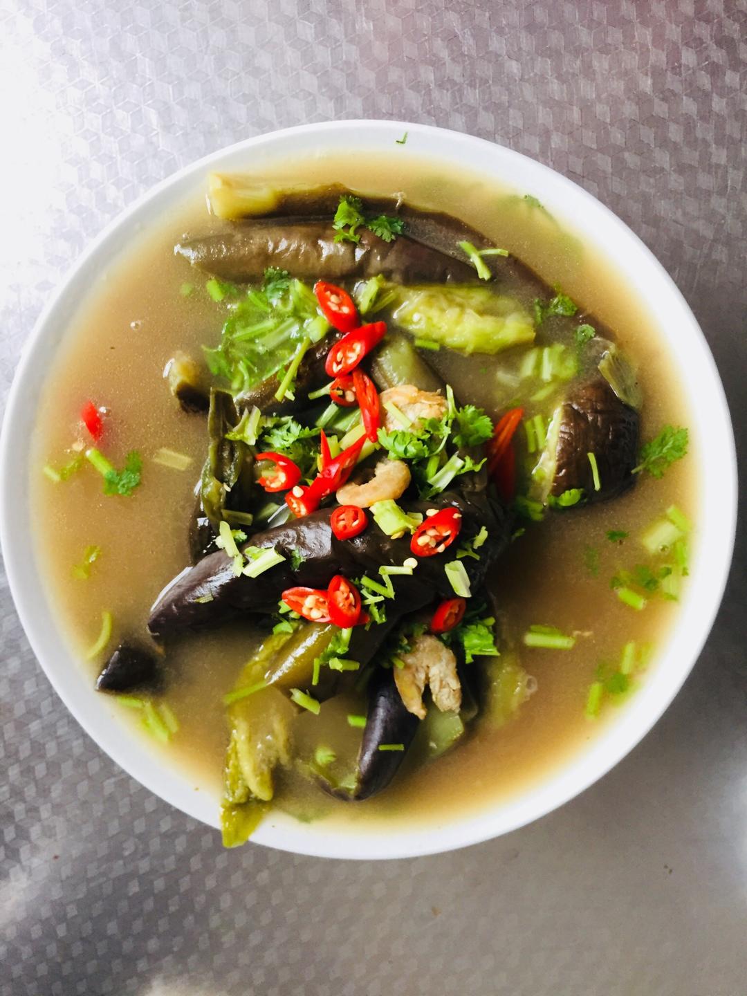 海米茄子汤的做法