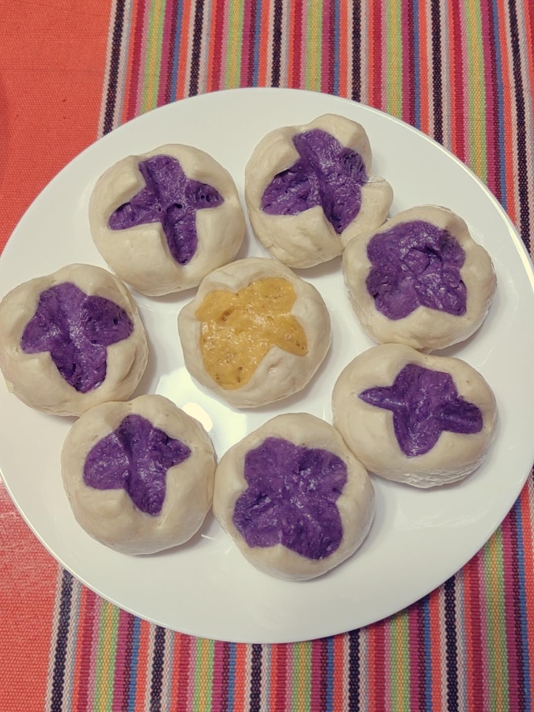 紫薯开花馒头（一次发酵双色馒头）