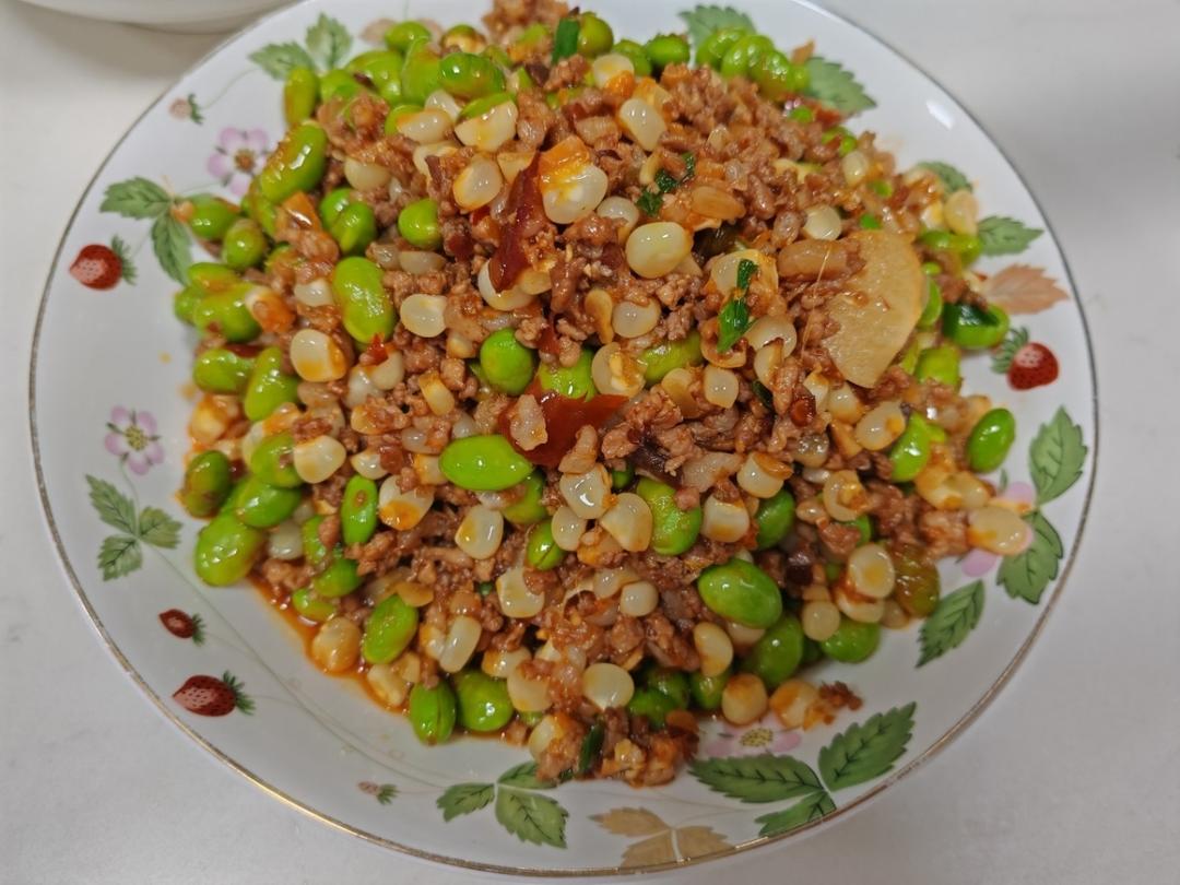 超级下饭的毛豆炒肉沫，比凉拌毛豆香