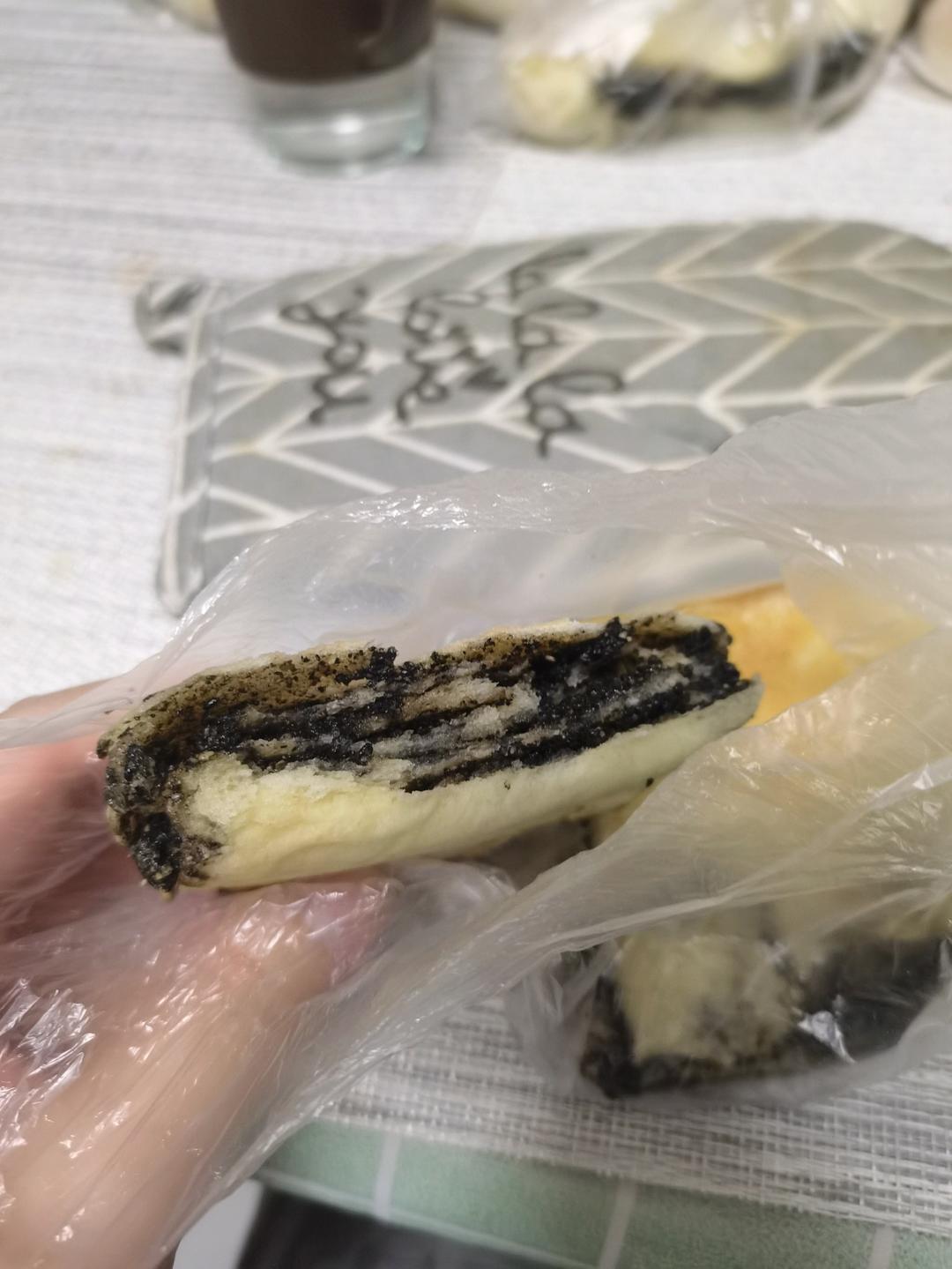 香，真香，太香了！真免揉，黑芝麻核桃软欧包