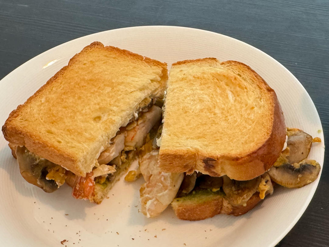 鸡蛋虾仁三明治（含三明治包法）