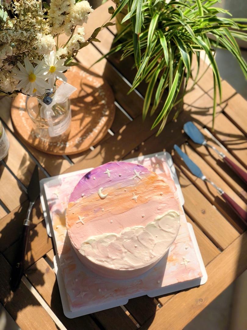 奶油霜刮刀油画蛋糕