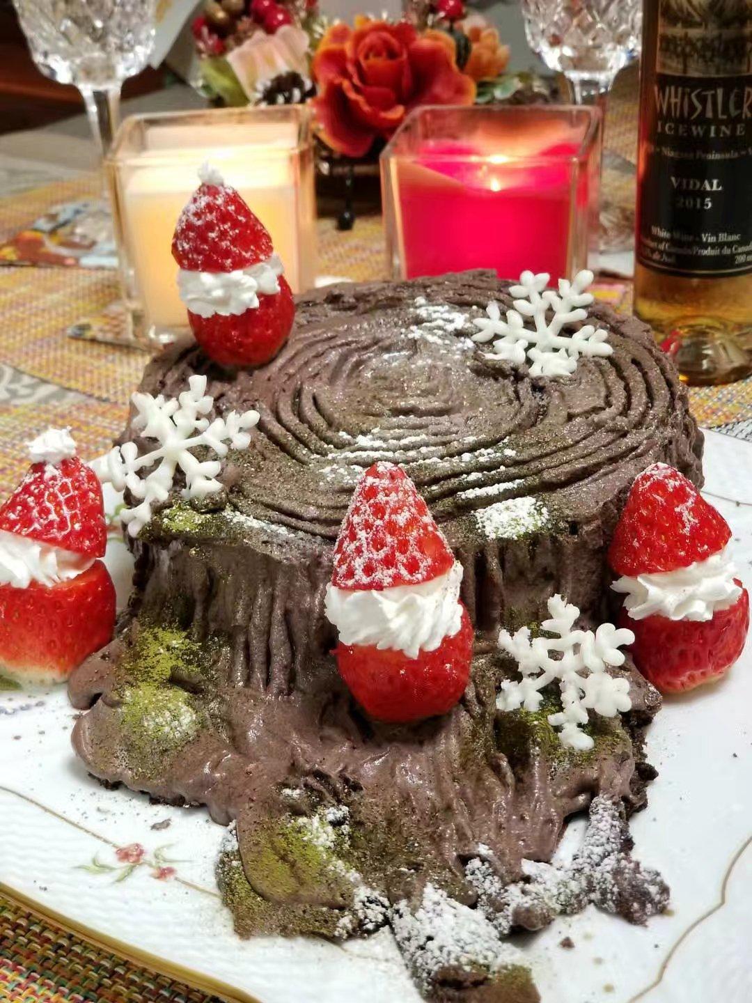 圣诞节树桩蛋糕
